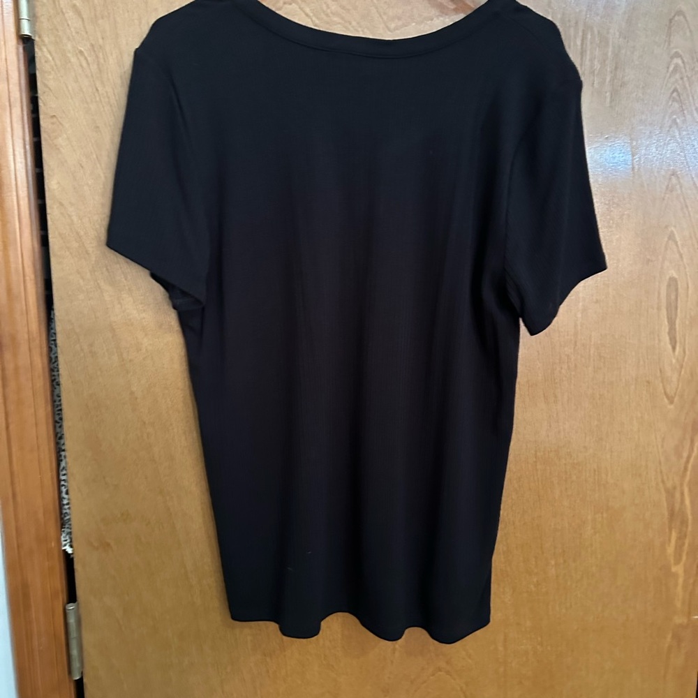 NWT Market & Spruce Ribbed Black Short Sleeve Henley Shirt - Picture 8 of 8